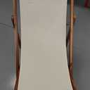 FDW Outdoor Wooden Patio Lounge Chair 2 Set Beach Sling Chair Set Height Portable Reclining Beach Chair Solid Wood Frame with White Polyester Canvas 3 Level, Khaki