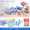 Mahjong Set Complete with Blue Carrying Bag, 166 White Mahjong Tiles1.2", 4 All-in-One Colorful Mahjong Racks with Pushers, Majiang Tile Set