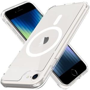 PinLiSheng Magnetic for iPhone SE 2022/2020 Case, iPhone 8/7 Case [Mil-Grade Drop Protection] [Compatible with Magsafe] Shockproof Slim Transparent Protective Phone Case, Clear Set of 3