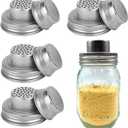 4 Pack Mason Jar Shaker Lids Stainless Steel with Silicone Seals for Spices Dredge Flour Sugar Salt Peppers and Any REGULAR MOUTH Canning Lid