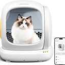 MeoWant Self-Cleaning Cat Litter Box, 75L Extra Large Open Automatic Cat Litter Box for Multi Cats, Integrated Safety Protection/APP Control/Odor Removal Smart Litter Box with Mat & Liner, white (Gray)