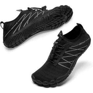 HIITAVE Water Shoes Men Breathable Swim Barefoots Aqua Socks Pool Quick-Dry Shoes for Beach Swim Surf Sports Shoes Black, Size 10 Men M US
