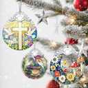 4 x Christmas Ornament, Stained Glass Ornament, Christmas Ornaments for Tree, Hanging Ornaments for Home Decor & Xmas Decorations  Holiday Decor, Gift Ideas, Perfect Holiday & Xmas Gifts - Cross