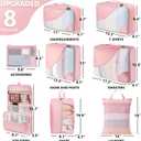 8 Set Packing Cubes for Travel, Gifts for Women Mom,Anti-Tearing Suitcase Organizer for Luggage with Shoe & Hanging Toiletry Bag,OlarHike Vacation Essentials & Accessories for Cruise Ship,Dream Pink