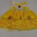 Princess Belle Costume Dress for Girls Toddler Halloween Christmas Yellow Fancy Outfits Dress Up