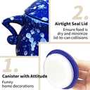 Ceramic Canister with Attitude 28oz, Spice Jars with Airtight Seal Lid for Food Storage, Blue Decorative Kitchen Container for Coffee Beans, Tea, Sugar, Salts, Spice and More (800ml)