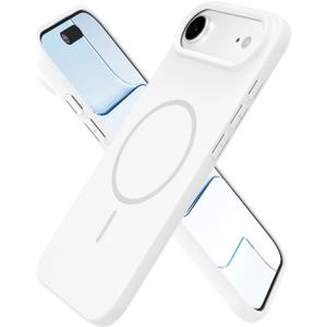 oakxco for iPhone 17 Air Case Silicone Mag Safe, Magnetic Slim Thin Phone Case Compatible with Magsafe Wireless Charging, Cute Girly Aesthetic Soft Rubber Gel Safecase for Women Girls, White