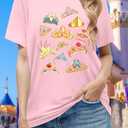 LAZYCHILD Magical Shirts for Women: Magic Kingdom T-Shirt Princess Bow Shirt Family Vacation Holiday Short Sleeve Tops Pink (Pink, M)