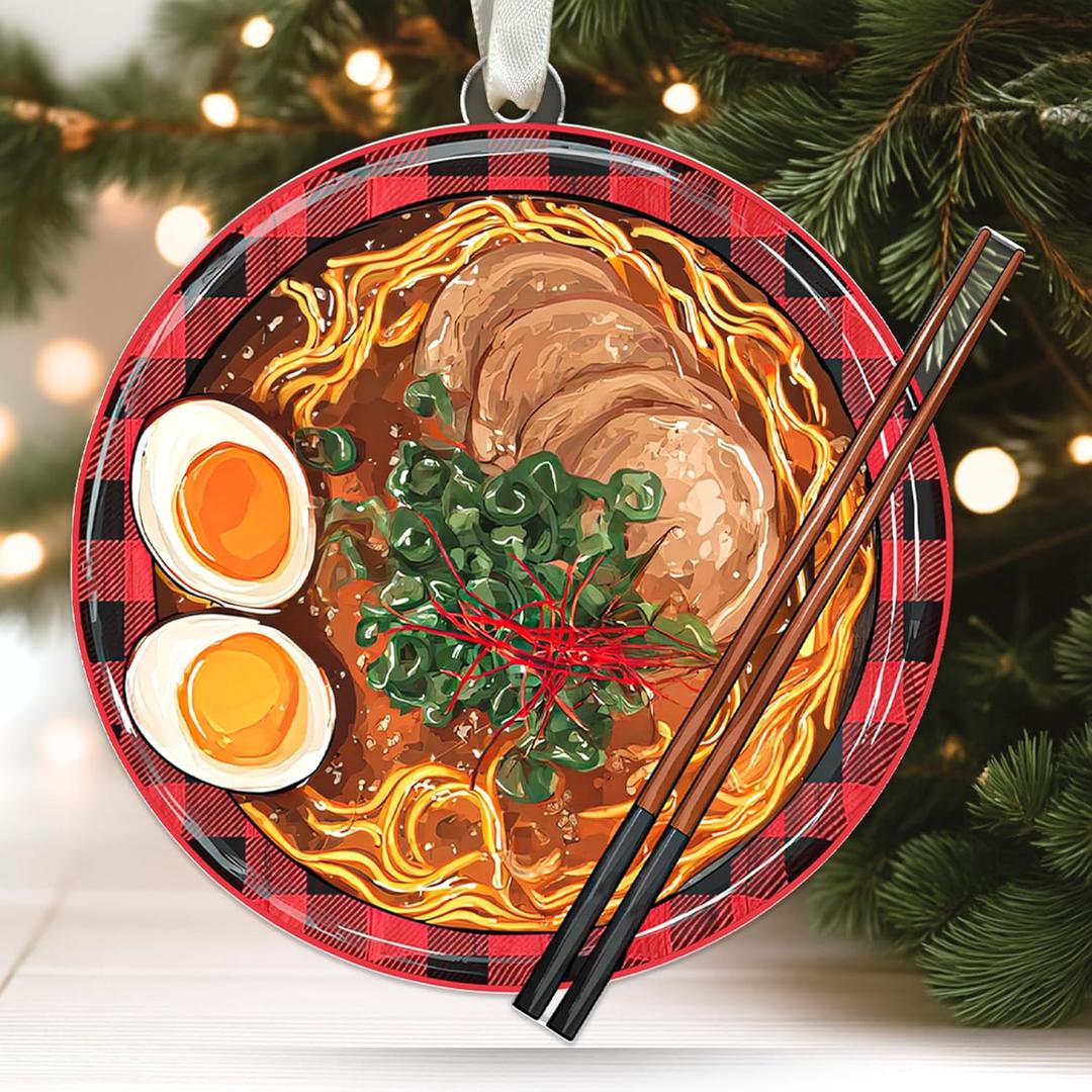 Ramen Ornament - Food Ornaments, Noodles Bowl Christmas Ornaments - Ramen Gifts for Food Lovers, Noodles Bowl Themed Gifts - Acrylic Ornament