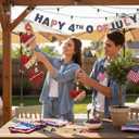 Leinuosen 12 Pcs Independence Day Tree Decorations Patriotic Vintage Red Heart Ornaments Retro Love Music Score Striped Star Design with Lace and Beads Romantic Hanging Decor for Home Wedding Party