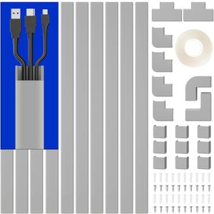 Cord Hider, 157in Delamu Wire Covers for Cords Cable Management, TV Cable Hider Wall Kit, Cable Raceway Cover Wire Hider Management, Cord Hider Wall Mounted TV, 10XL15.7 W0.95 H0.55in Grey (157in L x 0.95in W x 0.55in H)