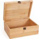 Woiworco Large Bamboo Wooden Storage Box with Hinged Lid, 11 x 7.9 x 4.5 inch Natural Wooden Box for Crafts Decorative Box for Art and DIY, Stash Box and Home Storage Keepsake Box for Craft Gifts