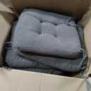 Juexica 4 Set Outdoor Patio Chair Cushions Corduroy Seat High Back Tufted Pillow Replacement Rocking Patio Chair Pads for Outdoor Indoor Home Office(Dark Gray)