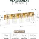 5-Light Bathroom Light Fixtures, 30 Inch Brushed Gold Vanity Light with Cylinder Clear Glass Shade, Modern Vanity Lighting Fixtures Over Mirror, VL143-BG-5