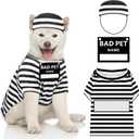 Shihanee Funny Dog Prisoner Costumes Halloween Prison Pooch Shirts Washable Dog Hat and Card for Halloween Puppy Pet(Medium)