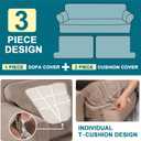 Turquoize 3 Piece T Cushion Sofa Slipcovers Stretch Couch Cover Furniture Covers with 2 Individual T Cushion Covers, Machine Washable (2 Cushion Sofa, Sand)