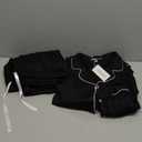 Veseacky 100% Cotton Pajamas for Women Set Long Sleeve Button Down Sleepwear Soft Pjs Lounge Sets with Pockets XL (Black)