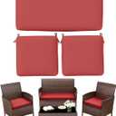 3 Pack Outdoor Replacement Cushions, Fit for 4-Seater Wicker Rattan Patio Conversation Set, 36x18x3,18x18x3, Liner & Cover, Red