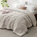 Bedsure Comforters Queen Size - Down Alternative Comforter for All Season, GentleSoft Prewashed Duvet with 4 Tabs, Lightweight & Warm Bedding - Machine Washable, Linen, Queen, 88x88 Inches