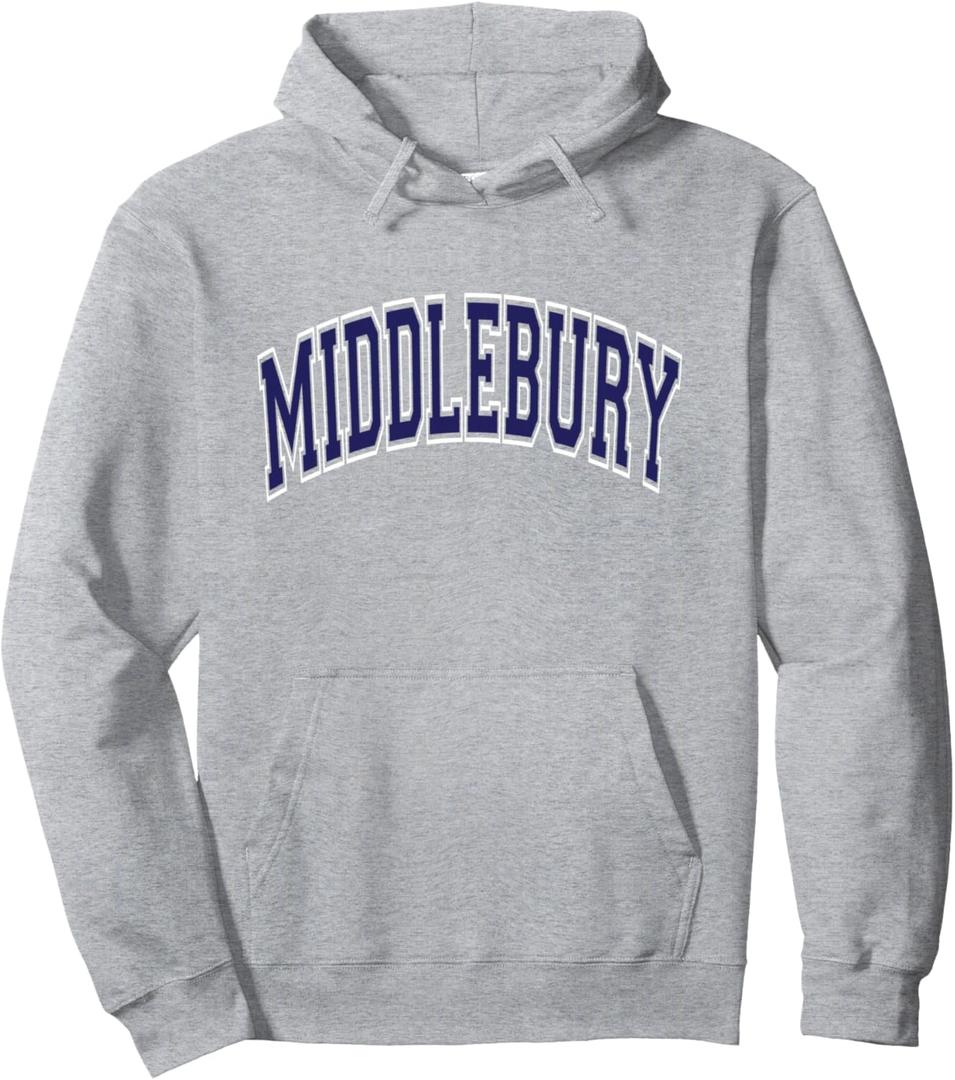 Middlebury Arched Dark Blue Text Pullover Hoodie, M 