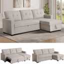 Reversible Sectional Sleeper Sofa with Pull Out Couch Bed, Convertible L-Shaped Sof w/Storage Chaise, Comfy Modular Corner Sofa&Couch, Sofa Cama para Sala for Living Room Apartment Office Furniture