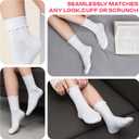 COOLMATE 3 Pairs Womens Ruffle Socks, Cute Cotton Blend Crew Socks, Turn-Cuff Frilly Ankle Socks For Women (White)