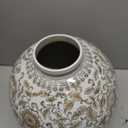 Galt International Brown & White Ceramic Floral Chinoiserie Globe Vase 12" Dia. - Round Bulb Shape Flower Vase Jar Classic Antique Home Decor