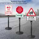 Parking Sign Post Heavy Duty 49" Sign Base Cast Iron Sign Stand, Movable Parking Sign Stand for Hanging Signs (Black-1 Pack-20 lbs)