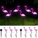 Solar Flamingo Light 6 Pcs, Waterproof Solar Garden Lights Outdoor Decor, Pink Flamingo Garden Decor, Birthday Christmas New Home Gift, for Yard Lawn Walkway Pathway