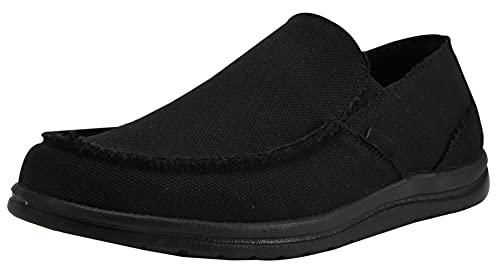 Canven Mens Canvas Shoes Slip On Loafers Deck Shoes Walking Lightweight Causal Slip-ons (Black, EU 43/US 9.5) | Loafers & Slip-Ons