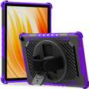 for Flre HD 10 & HD 10 Plus Tablet Case 13th Generation with 360 Rotating Kickstand Hand Strap, Kids Friendly (Black+Purple)