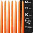 CANDWAX 12 inch Orange Taper Candles Set of 12  Slow Burning Tapered Candle Sticks Ideal for Halloween Decorations, Dinner Table Centerpiece or Thanksgiving Dcor  Orange Candles