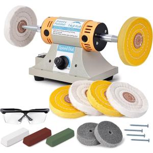 Jewelry Polisher Versatile Polishers & Buffers for Bench Grinder - Ideal for Jewelry Polishing and Finishing Jobs,With 6 Cloth Wheels, 2 Abrasive Fiber Wheels, Safety Glass, 3 Polish Compound