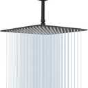 NearMoon Rain Shower Head, High Flow Stainless Steel Square Rainfall Shower, Waterfall Bath Shower Body Covering, Ceiling or Wall Mount (16 Inch, Matte Black)