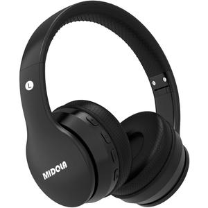 MIDOLA Kids Headphones Bluetooth 5.3 Wireless 60H Play Time Volume Limit 85/110dB Over Ear Foldable Protection Headset/Wired AUX Cord Mic for Child Boy Girl Travel School Phone Pad Tablet Black