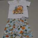 Chloefairy Western Baby Boy Summer Clothes Cow Print Short Sleeve T-Shirt Top Shorts Set 2Pcs Infant Toddler Cowboy Outfits, Size 80