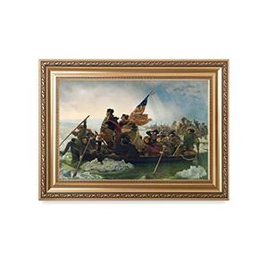 DECORARTS - Washington Crossing the Delaware by Emanuel Leutze, Giclee Print w/Golden Frame for Wall Decor. Picture Size: 24x16 Total Size w/Frame: 30x22 in