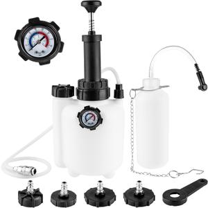 3L Manual Brake Bleeder Kit, One Person Brake Bleed Vacuum Pump with 1L Brake Fluid Bleed Bottle and 4 Master Cylinder Adapters, Suitable for Most Vehicles