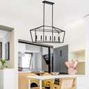 Xilicon Black Classic Dinning Room Chandelier 6 Light Farmhouse Pendant Lighting Chandelier Light Fixtures Ceiling Hanging with Square Cage Shades Fixtures for Kitchen Dining Room Entryway by Xilicon