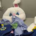 Morph Easter Bunny Costume Adult Rabbit Mascot Dungarees Suit for Easter Costumes Celebrations and Events(XL)