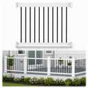 36" x 48" Vinyl Deck Railing Kit, White Porch Guardrail with Black Aluminum Balusters, T-Rail Outdoor Railing Section for Decks, Patios, Balconies and Porches