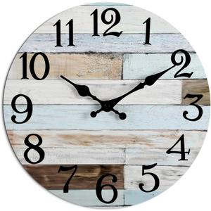 Wall Clock Battery Operated 16 Inch Silent Non-Ticking Coastal Country Style Decorative for Living Room, Kitchen, Home,Bathroom, Bedroom, Laundry Room (Multicolor)
