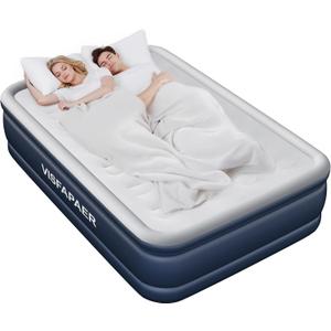 Air Mattress Full with Built in Pump Raised, 18'' High Inflatable Mattress Electric Blow Up Mattress Fast Blow Up Bed Tall Comfortable Airbed for Camping, Home Guests, Travel w/ Storage Bag 650Lbs Max (Blue)