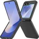 Ruky for Z Flip 6 Case, Full Body Cover Hard PC Ultra-Thin Anti-Scratches Shockproof, Support Wireless Charging Protective Phone Case for Samsung Galaxy Z Flip 6, Black