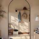 69"x28" Full Length Mirror, Arched Full Body Mirror, Standing Hanging or Leaning Floor Mirror for Bedroom and Living Room, Black