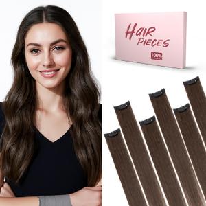 SEGO Clip In Short Hair Extensions Real Human Hair Single 6 Pcs Individual Clip Ins Remy Straight Soft Seamless Hairpieces for Women -10 Inch #02R Dark Brown
