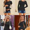 Ekouaer Maternity Shirts 3 Packs Women Long Sleeve Pregnancy Tee Tops Tunic Blouse Ribbed Side Ruched Mama Clothes S-XXL (M)