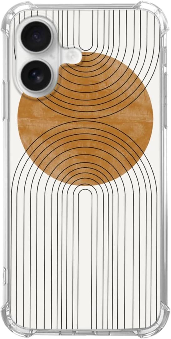 Abstract Boho Case for iPhone 16, Abstract Boho Rainbow Case Compatible with iPhone 16 for Girl Men and Women, Unique Trendy TPU Bumper Phone Cover Case