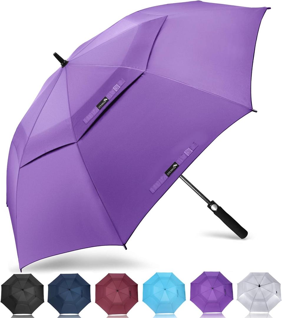 ZOMAKE Large Golf Umbrella for Rain Heavy Duty,Big Golf umbrellas Windproof,51/54/62/68/72 Inch Extra Large Oversized Umbrella (Purple)