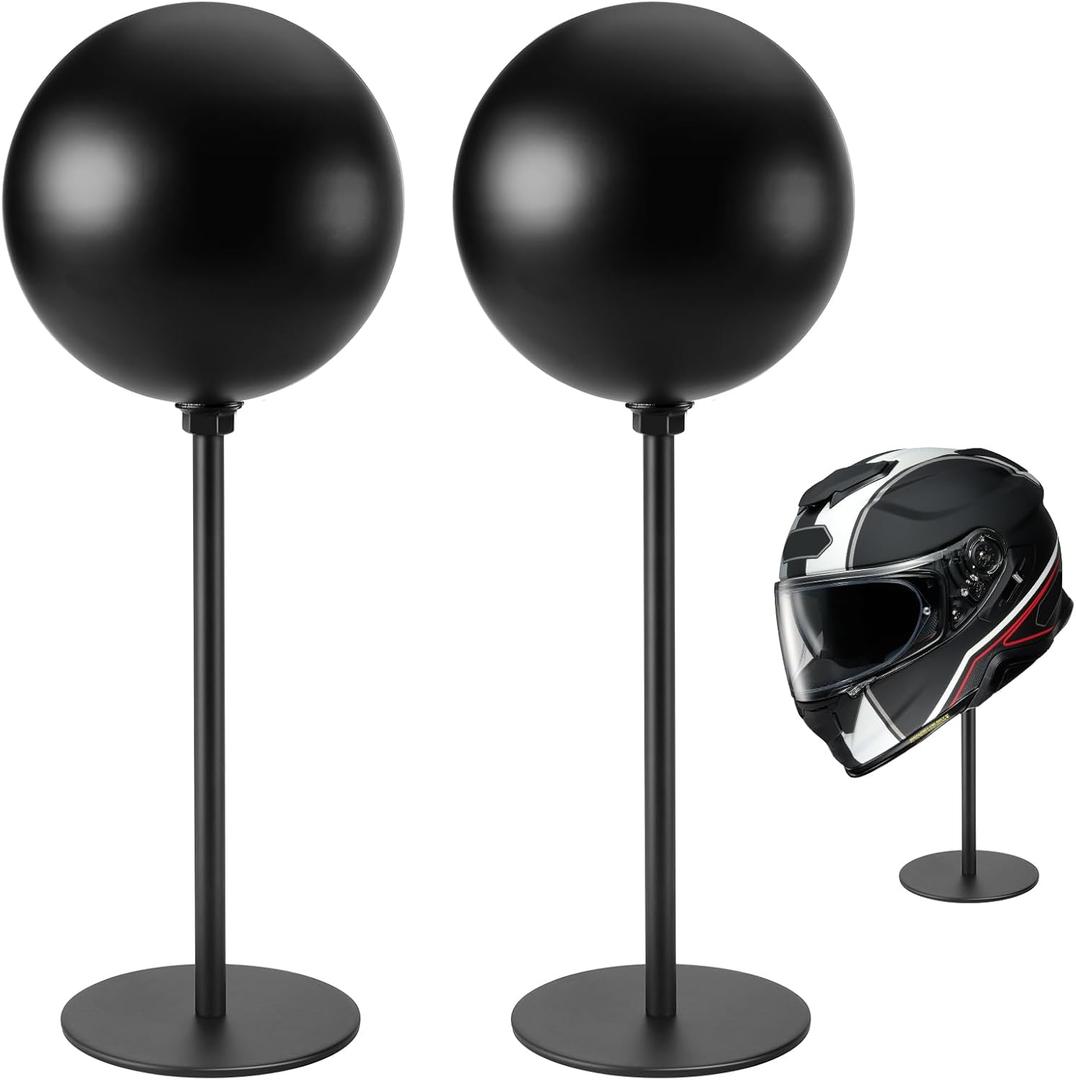 PAHTTO Motorcycle Helmet Stand 2 Packs, Desktop Helmet Display Holder with Stable Base for Helmets, Caps, Hats, Wigs, Motorcycle Helmet Accessories